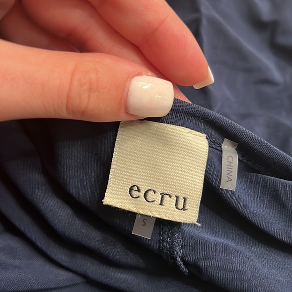 Ecru Navy Cold Shoulder Short Sleeve Top - Picture 5 of 6